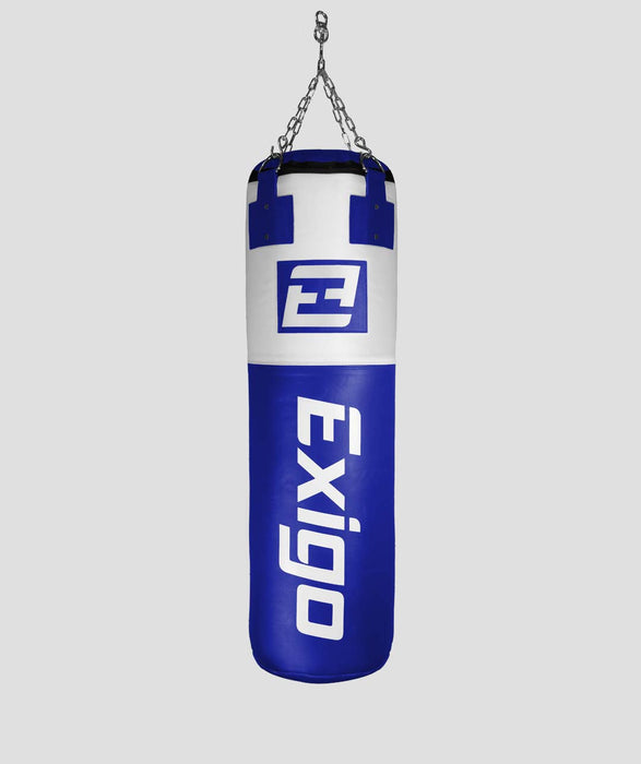 Exigo® Super Pro 4ft 40kg Leather Punch Bag - Blue/White