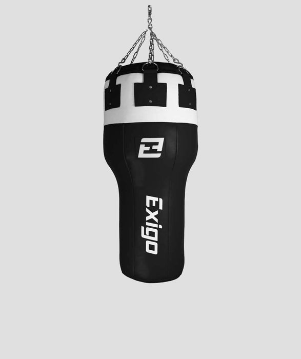 Exigo® Super Pro 3.5ft 40kg Leather Angle Punch Bag - Black/White