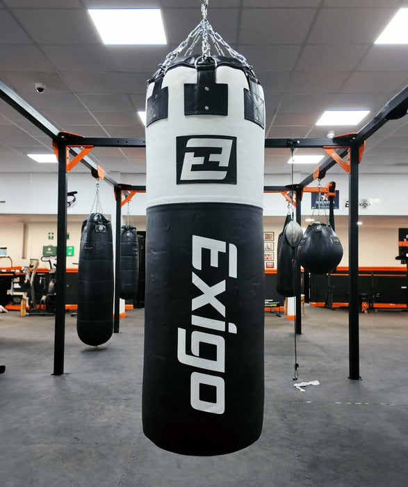 Exigo® Super Pro 4ft 6'' 75kg Immensus Leather Punch Bag - Black/White