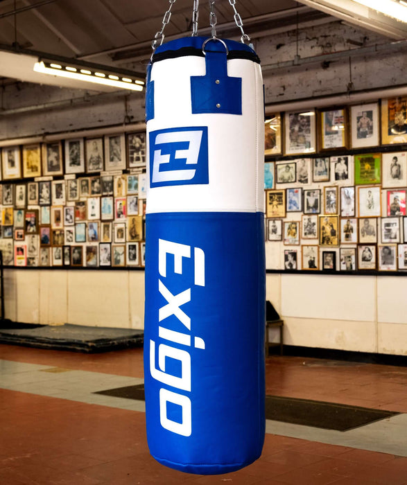 Exigo® Super Pro 4ft 40kg Leather Punch Bag - Blue/White