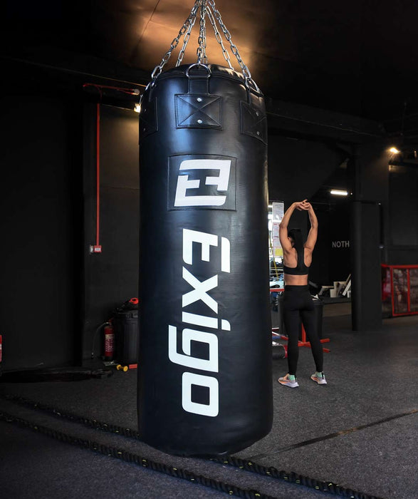 Exigo® Super Pro 4ft 60kg Jumbo Leather Punch Bag - Black