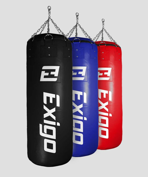 Exigo® Super Pro 4ft 60kg Jumbo Leather Punch Bag - Black