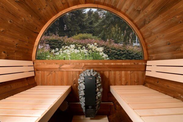 Thermasol Takoa Classic Barrel Outdoor Sauna 8kW Harvia Spirit Electric Heater